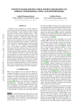 Content based singing voice source separation via strong conditioning
  using aligned phonemes