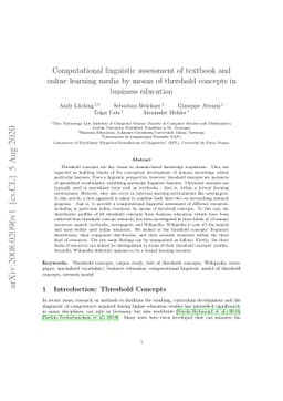 Computational linguistic assessment of textbook and online learning
  media by means of threshold concepts in business education