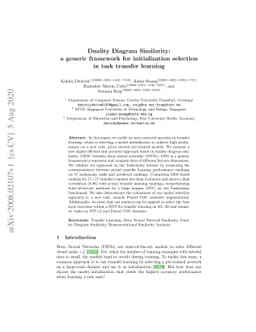 Duality Diagram Similarity: a generic framework for initialization
  selection in task transfer learning