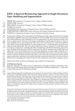 BATS: A Spectral Biclustering Approach to Single Document Topic Modeling
  and Segmentation
