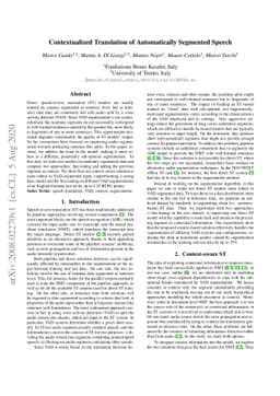 Contextualized Translation of Automatically Segmented Speech
