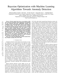 Bayesian Optimization with Machine Learning Algorithms Towards Anomaly
  Detection
