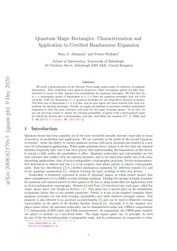 Quantum Magic Rectangles: Characterization and Application to Certified
  Randomness Expansion