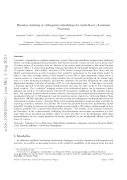 Bayesian learning of orthogonal embeddings for multi-fidelity Gaussian
  Processes