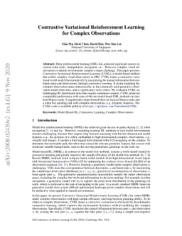Contrastive Variational Reinforcement Learning for Complex Observations