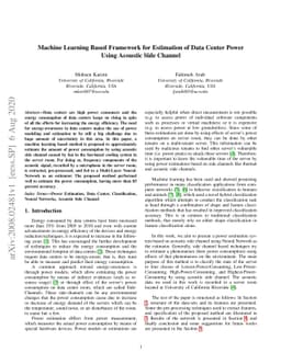 Machine Learning Based Framework for Estimation of Data Center Power
  Using Acoustic Side Channel
