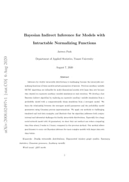Bayesian Indirect Inference for Models with Intractable Normalizing
  Functions