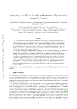 Intercepting Hail Hydra: Real-Time Detection of Algorithmically
  Generated Domains