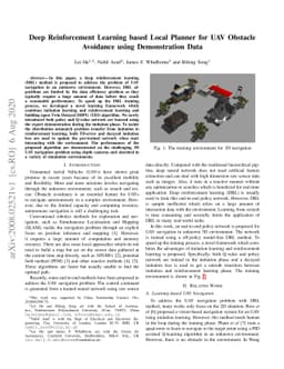 Deep Reinforcement Learning based Local Planner for UAV Obstacle
  Avoidance using Demonstration Data