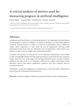 A critical analysis of metrics used for measuring progress in artificial
  intelligence