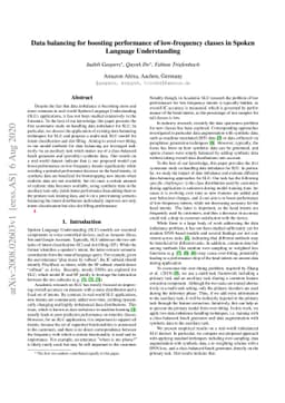 Data balancing for boosting performance of low-frequency classes in
  Spoken Language Understanding