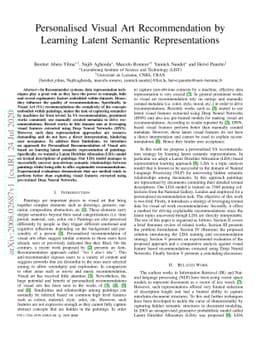 Personalised Visual Art Recommendation by Learning Latent Semantic
  Representations