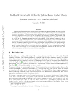 Red Light Green Light Method for Solving Large Markov Chains