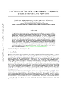 Analysing Risk of Coronary Heart Disease through Discriminative Neural
  Networks