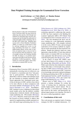 Data Weighted Training Strategies for Grammatical Error Correction