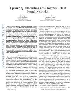 Optimizing Information Loss Towards Robust Neural Networks