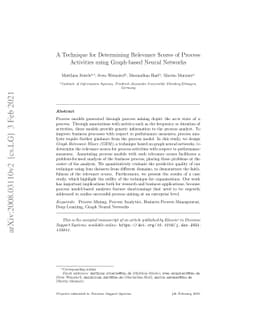 A Technique for Determining Relevance Scores of Process Activities using
  Graph-based Neural Networks
