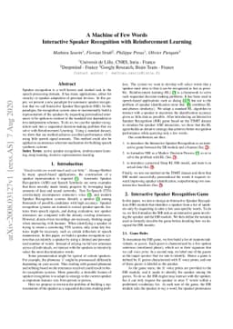 A Machine of Few Words -- Interactive Speaker Recognition with
  Reinforcement Learning