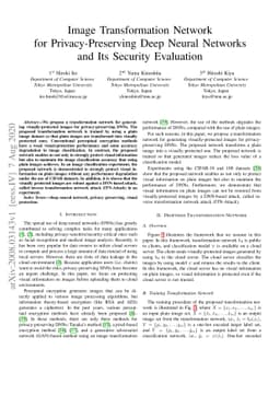 Image Transformation Network for Privacy-Preserving Deep Neural Networks
  and Its Security Evaluation