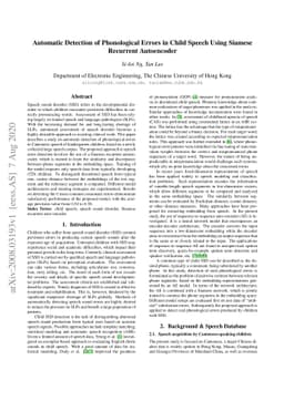 Automatic Detection of Phonological Errors in Child Speech Using Siamese
  Recurrent Autoencoder