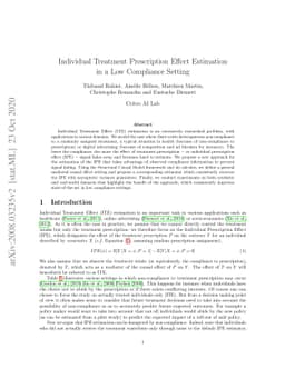 Individual Treatment Prescription Effect Estimation in a Low Compliance
  Setting