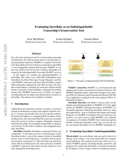 Evaluating Snowflake as an Indistinguishable Censorship Circumvention
  Tool
