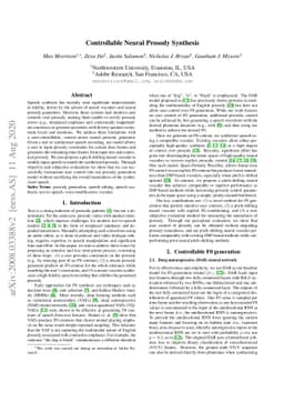 Controllable Neural Prosody Synthesis