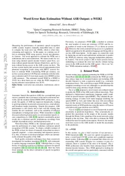 Word Error Rate Estimation Without ASR Output: e-WER2