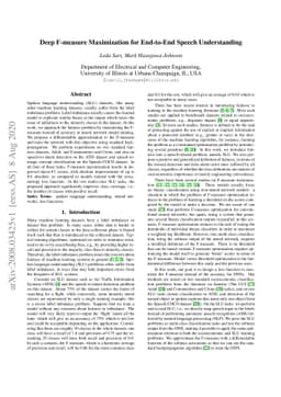 Deep F-measure Maximization for End-to-End Speech Understanding