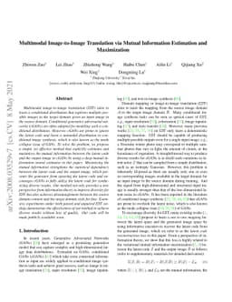 Multimodal Image-to-Image Translation via Mutual Information Estimation
  and Maximization