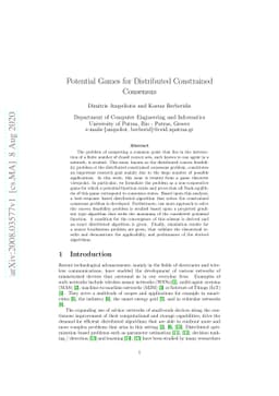 Potential Games for Distributed Constrained Consensus