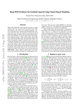 Deep MOS Predictor for Synthetic Speech Using Cluster-Based Modeling
