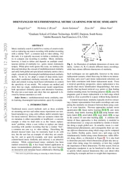Disentangled Multidimensional Metric Learning for Music Similarity