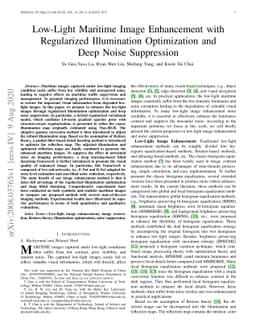 Low-Light Maritime Image Enhancement with Regularized Illumination
  Optimization and Deep Noise Suppression