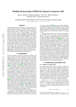 Distilling the Knowledge of BERT for Sequence-to-Sequence ASR
