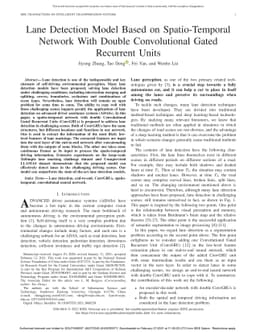 Lane Detection Model Based on Spatio-Temporal Network With Double
  Convolutional Gated Recurrent Units