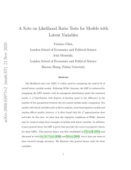 A Note on Likelihood Ratio Tests for Models with Latent Variables