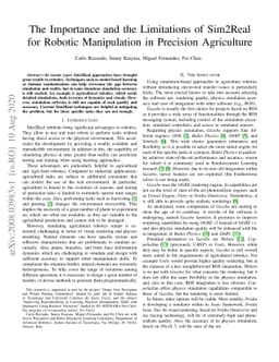 The Importance and the Limitations of Sim2Real for Robotic Manipulation
  in Precision Agriculture