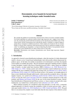 Deterministic error bounds for kernel-based learning techniques under
  bounded noise