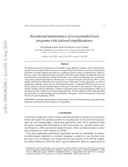 Incremental maintenance of overgrounded logic programs with tailored
  simplifications