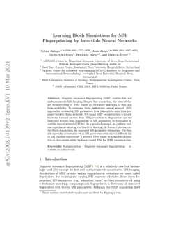 Learning Bloch Simulations for MR Fingerprinting by Invertible Neural
  Networks