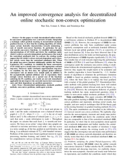 An improved convergence analysis for decentralized online stochastic
  non-convex optimization