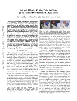 Safe and Effective Picking Paths in Clutter given Discrete Distributions
  of Object Poses