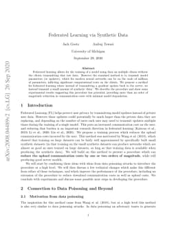 Federated Learning via Synthetic Data