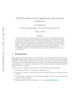 A PLS blockchain for IoT applications: protocols and architecture