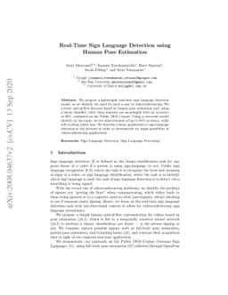 Real-Time Sign Language Detection using Human Pose Estimation