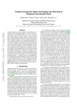 Transfer Learning for Improving Singing-voice Detection in Polyphonic
  Instrumental Music