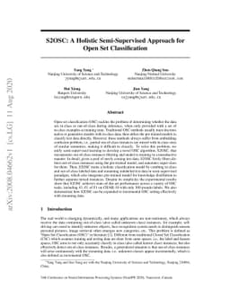 S2OSC: A Holistic Semi-Supervised Approach for Open Set Classification