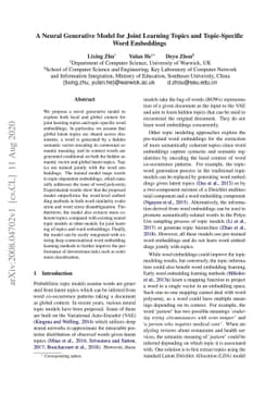 A Neural Generative Model for Joint Learning Topics and Topic-Specific
  Word Embeddings