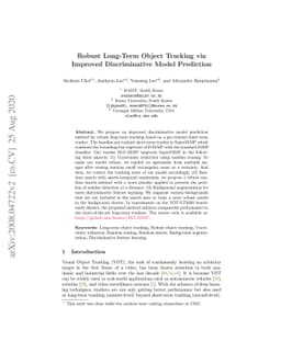 Robust Long-Term Object Tracking via Improved Discriminative Model
  Prediction
